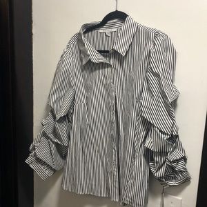Black and white vertical stripped blouse